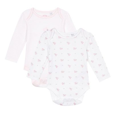 Pack of two baby girls' floral pink bodysuits